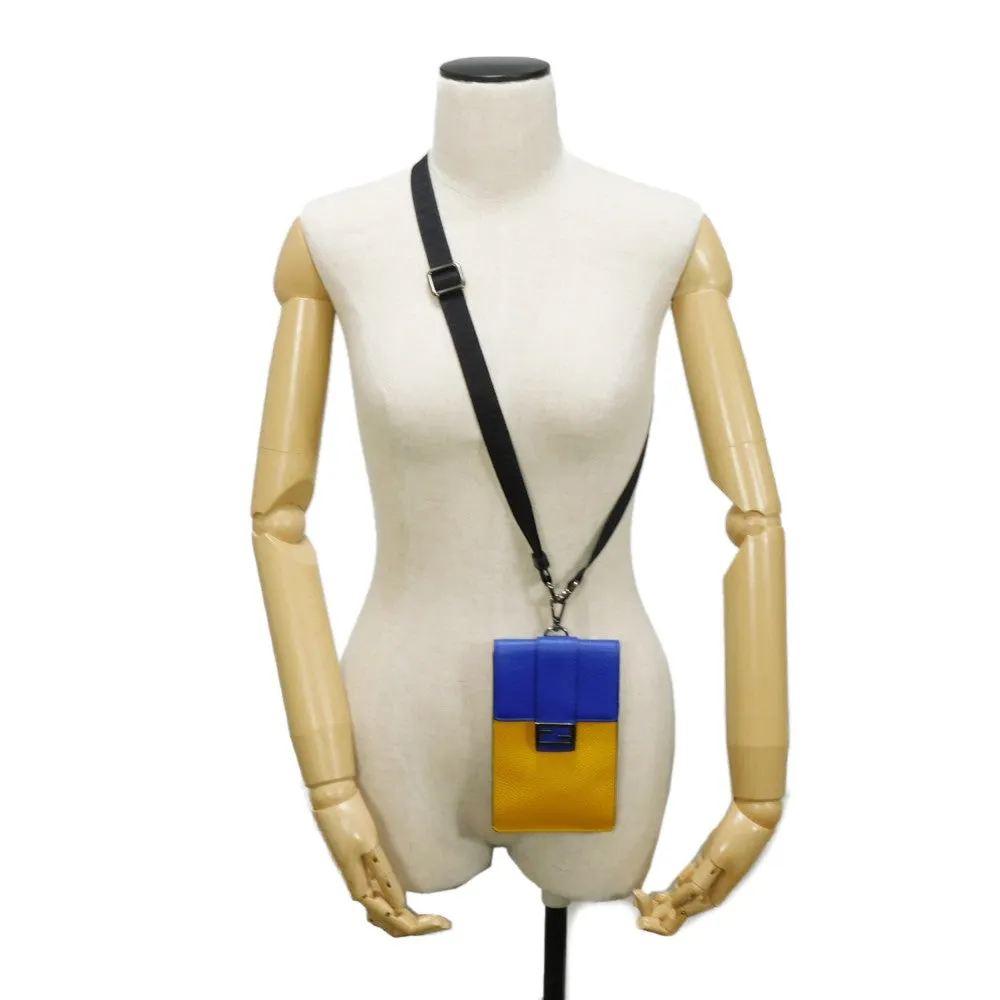 FENDI Shoulder Bag 7AS120 E1C  F1H8N Calf leather (embossed) Blue x Yellow x Red FF logo F is forever phone holder