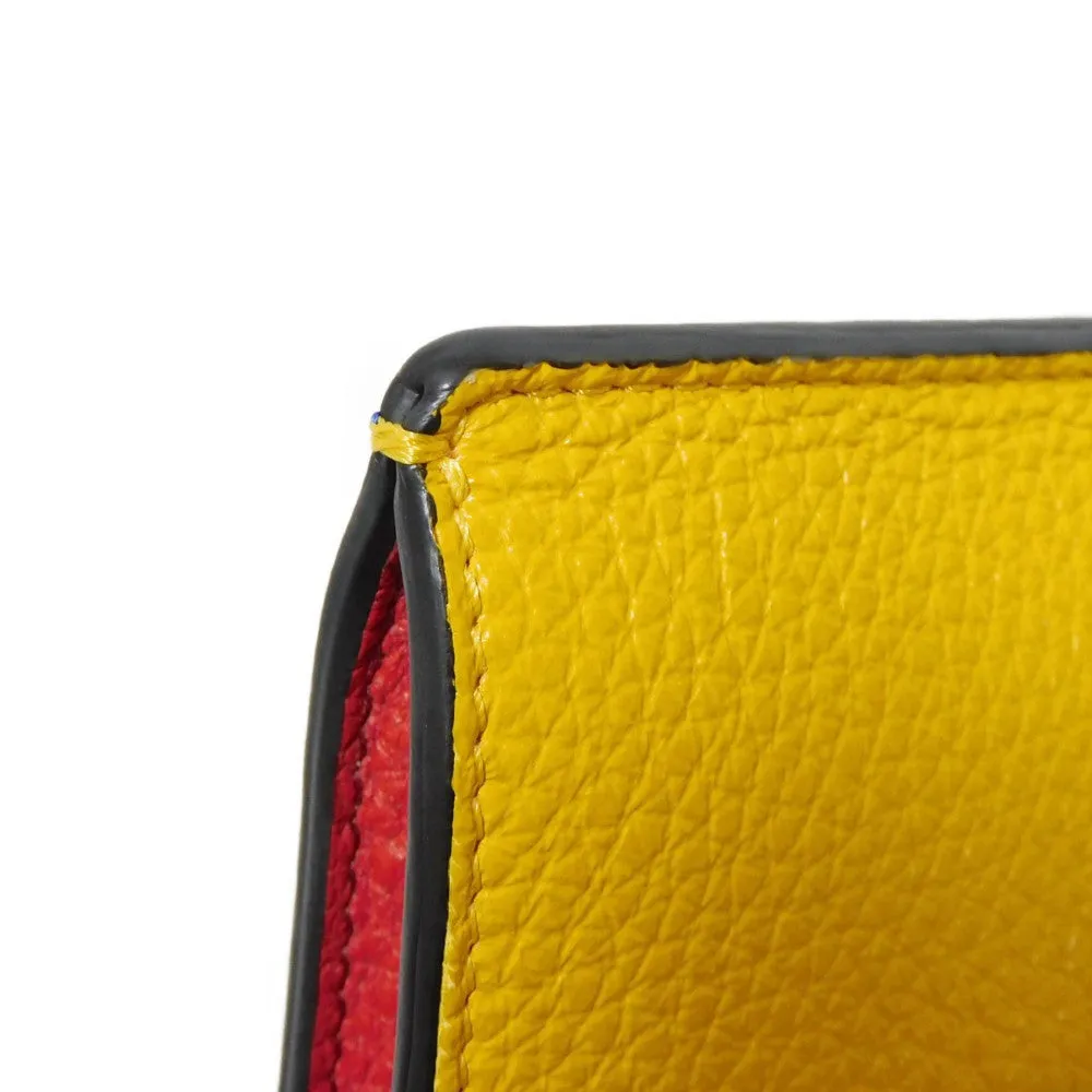FENDI Shoulder Bag 7AS120 E1C  F1H8N Calf leather (embossed) Blue x Yellow x Red FF logo F is forever phone holder