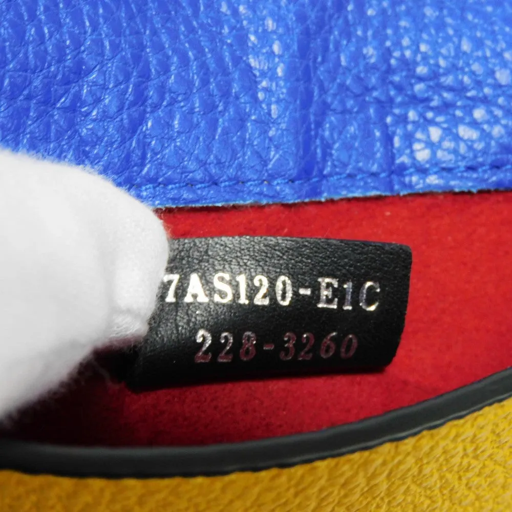 FENDI Shoulder Bag 7AS120 E1C  F1H8N Calf leather (embossed) Blue x Yellow x Red FF logo F is forever phone holder