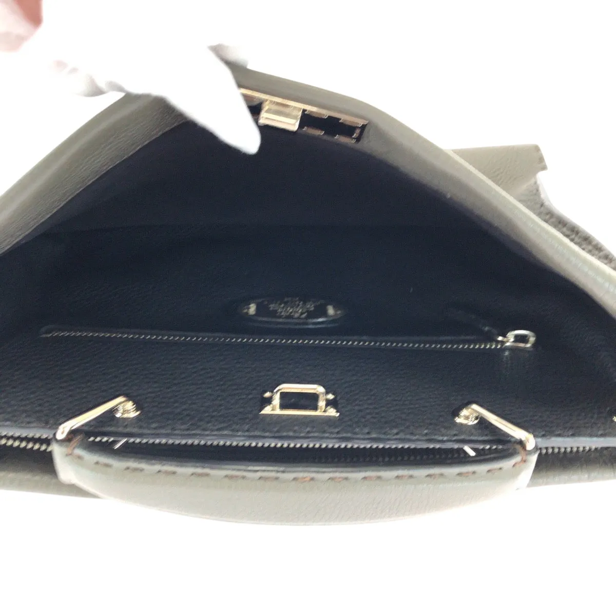 FENDI Shoulder Bag 7VA406 leather gray Celeria Peekaboo Fit