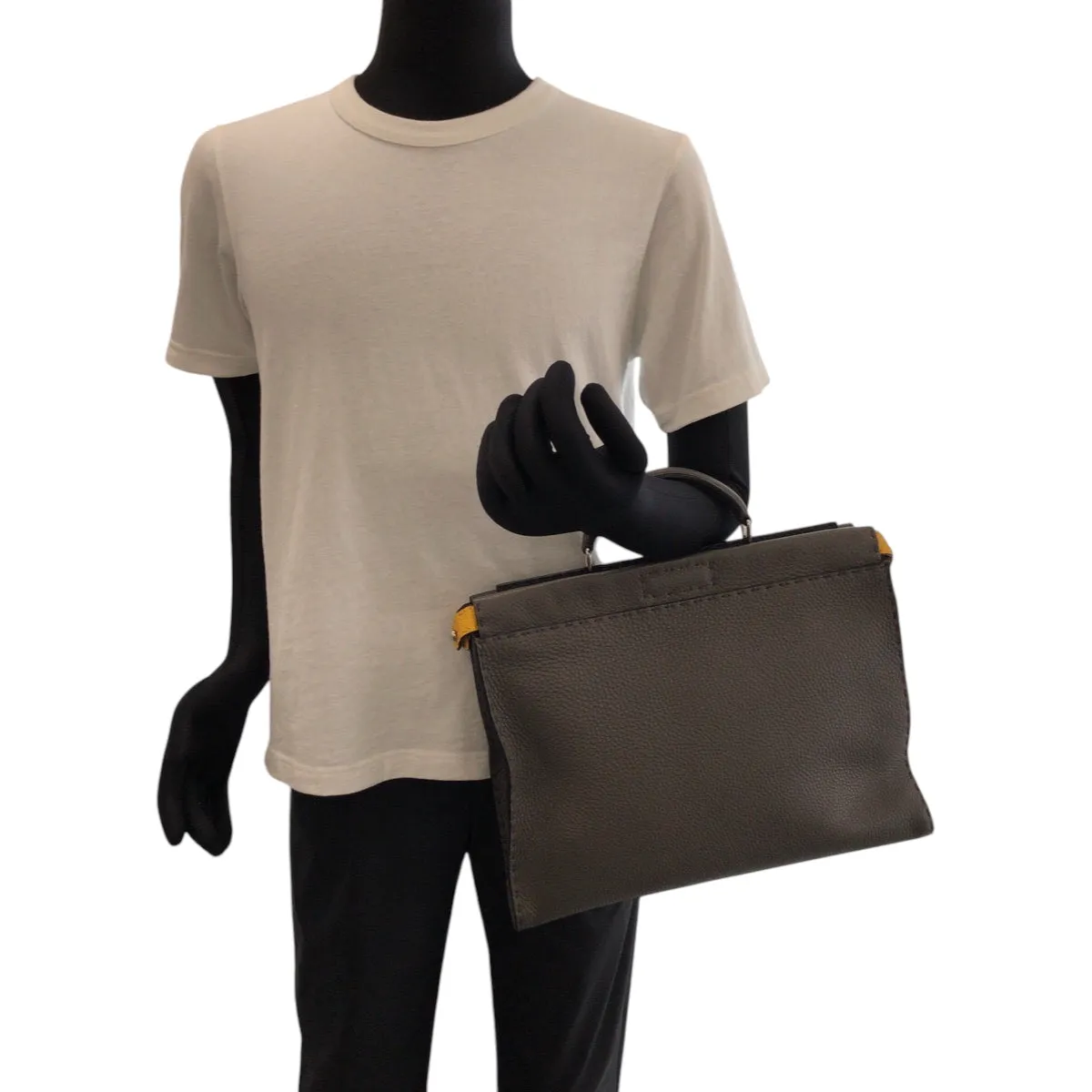 FENDI Shoulder Bag 7VA406 leather gray Celeria Peekaboo Fit