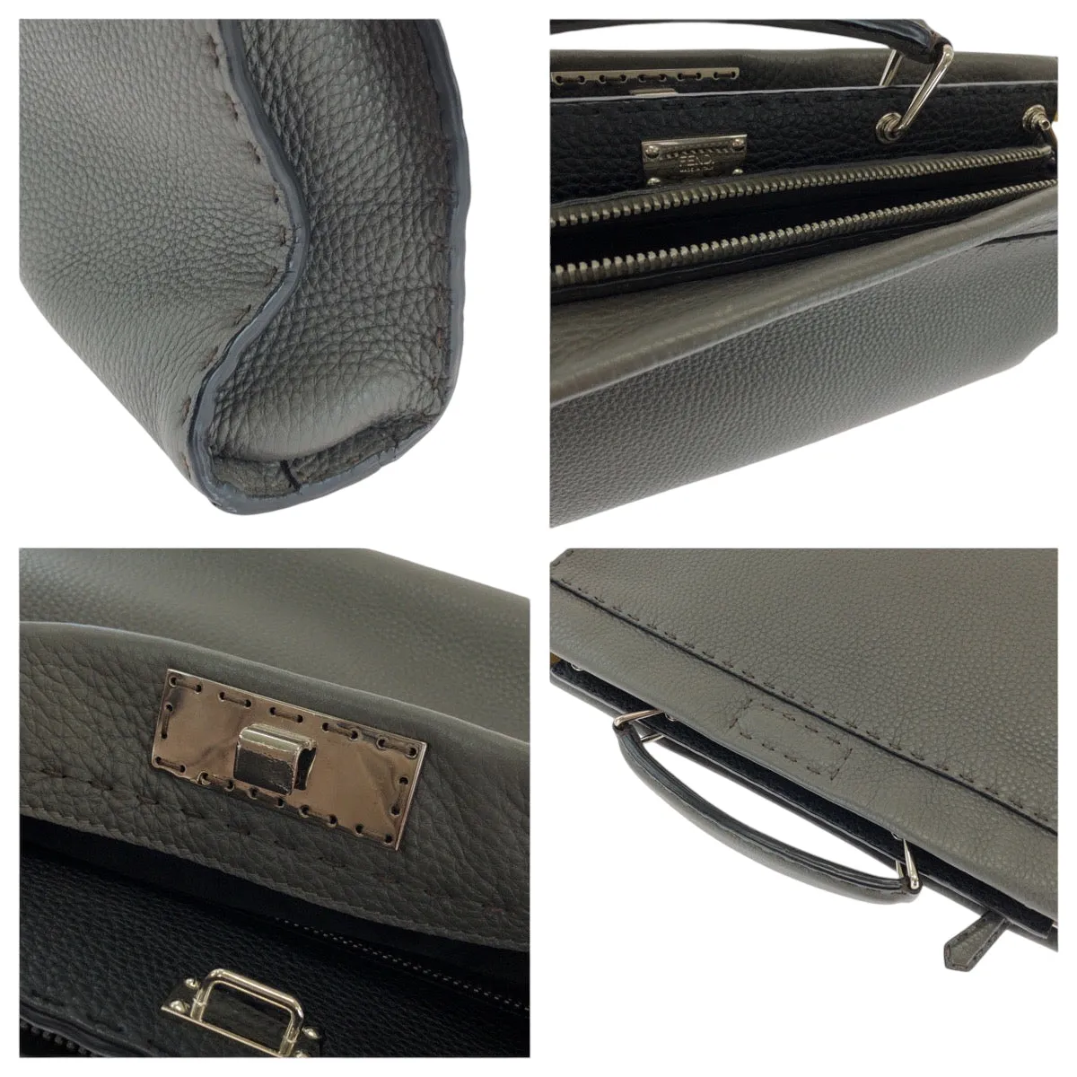 FENDI Shoulder Bag 7VA406 leather gray Celeria Peekaboo Fit