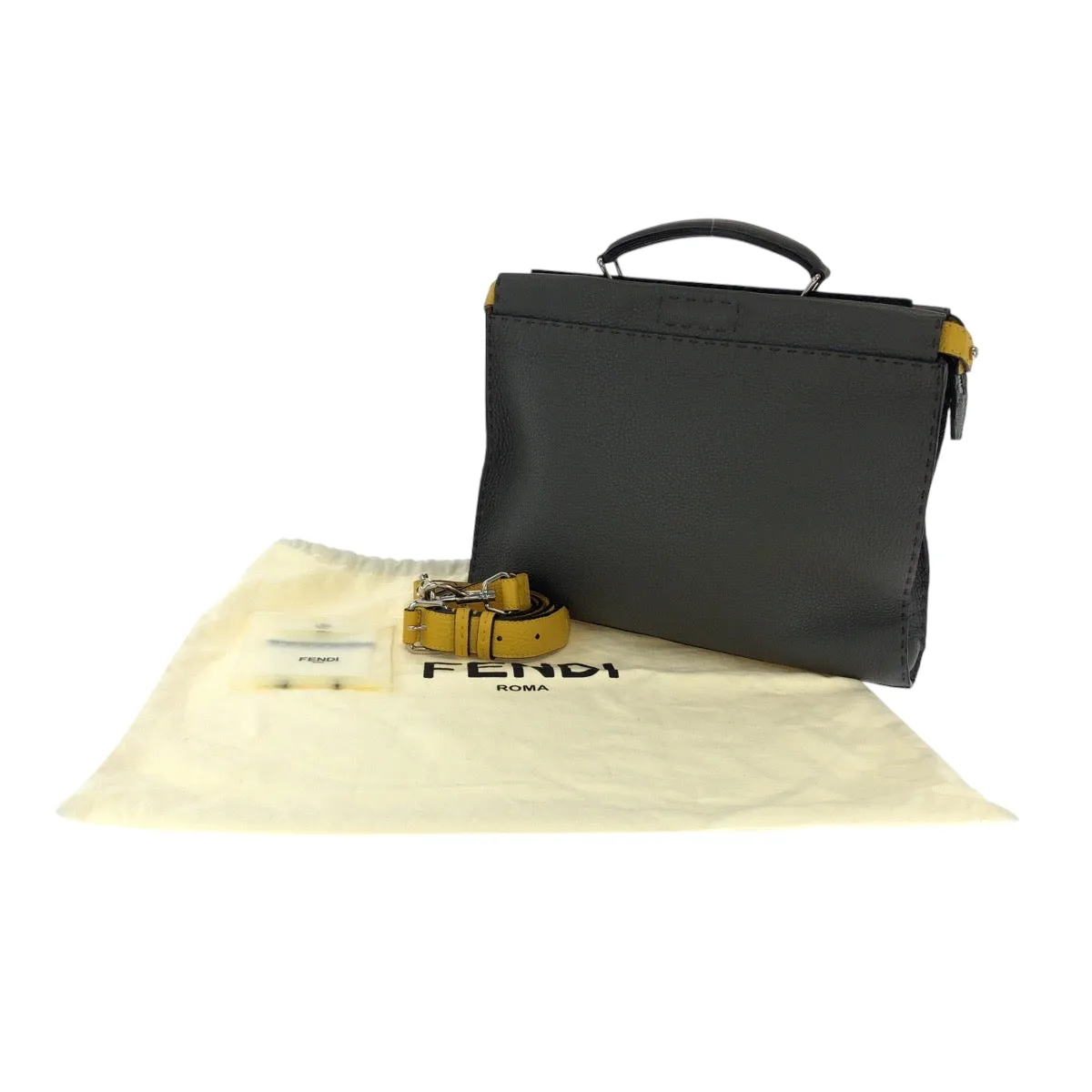 FENDI Shoulder Bag 7VA406 leather gray Celeria Peekaboo Fit