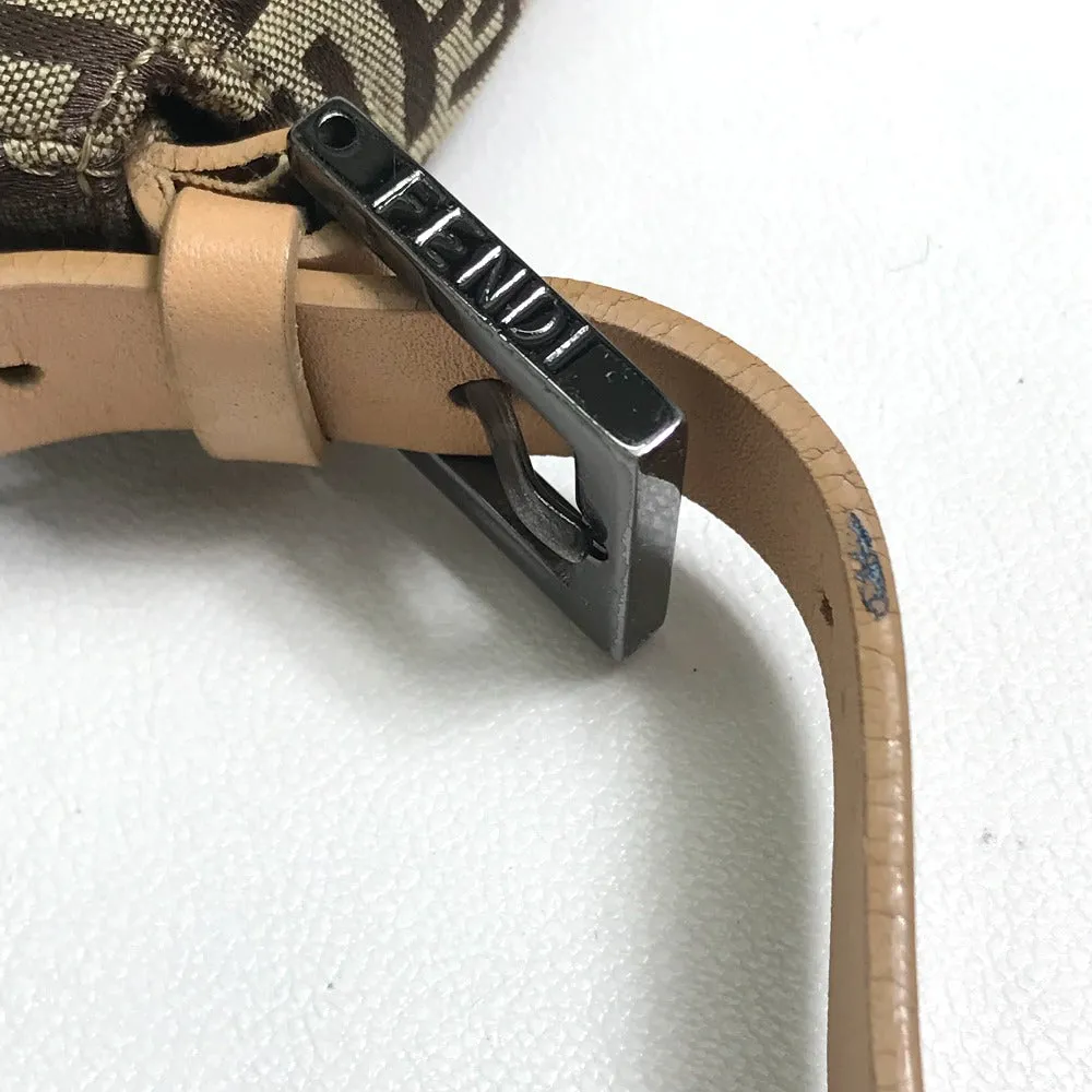 FENDI Shoulder Bag 8BR001 Canvas / leather beige Zucca FF pattern
