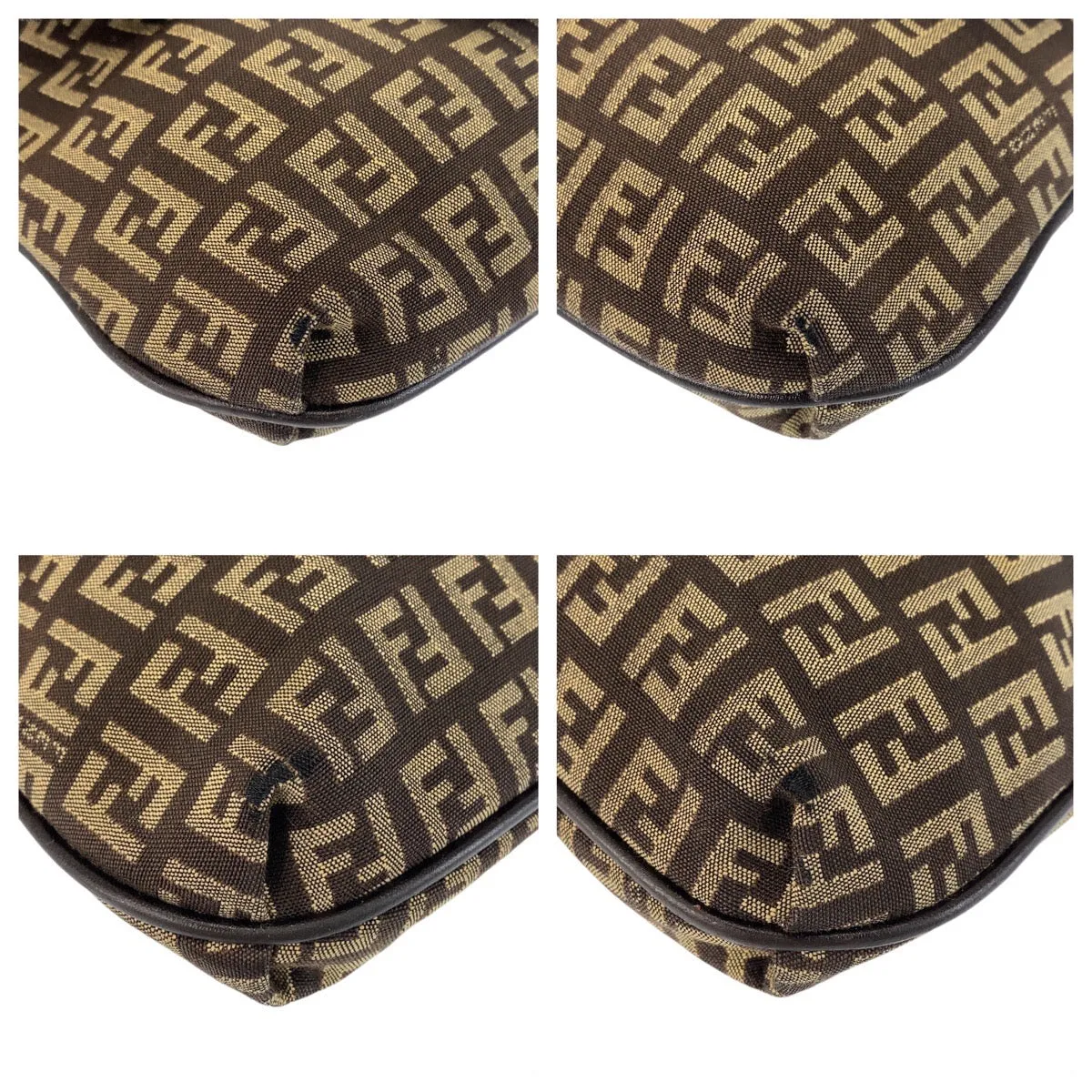 FENDI Shoulder Bag canvas Brown Silver Metal Crossbody Shoulder Bag Pochette Zucchino Kamsepochet Women Used