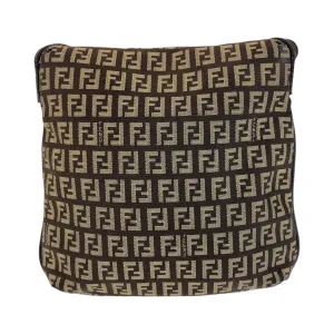 FENDI Shoulder Bag canvas Brown Silver Metal Crossbody Shoulder Bag Pochette Zucchino Kamsepochet Women Used