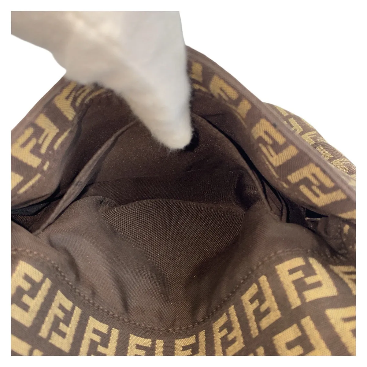FENDI Shoulder Bag canvas Brown Silver Metal Crossbody Shoulder Bag Pochette Zucchino Kamsepochet Women Used