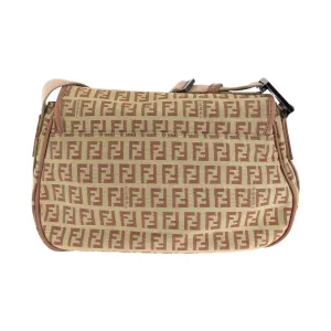 FENDI Shoulder Bag Canvas, Leather Beige Pink SilverMetal Shoulder Bag pochette Zucchino Women Used