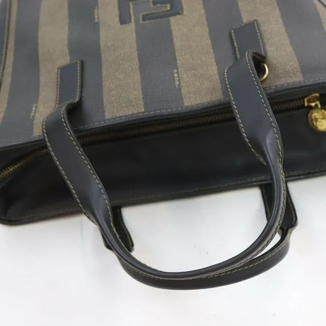 Fendi Shoulder Bag Canvasleather Bagshoulder Bagsatchel Pequin Stripebrown Coated Canvasleather Tote