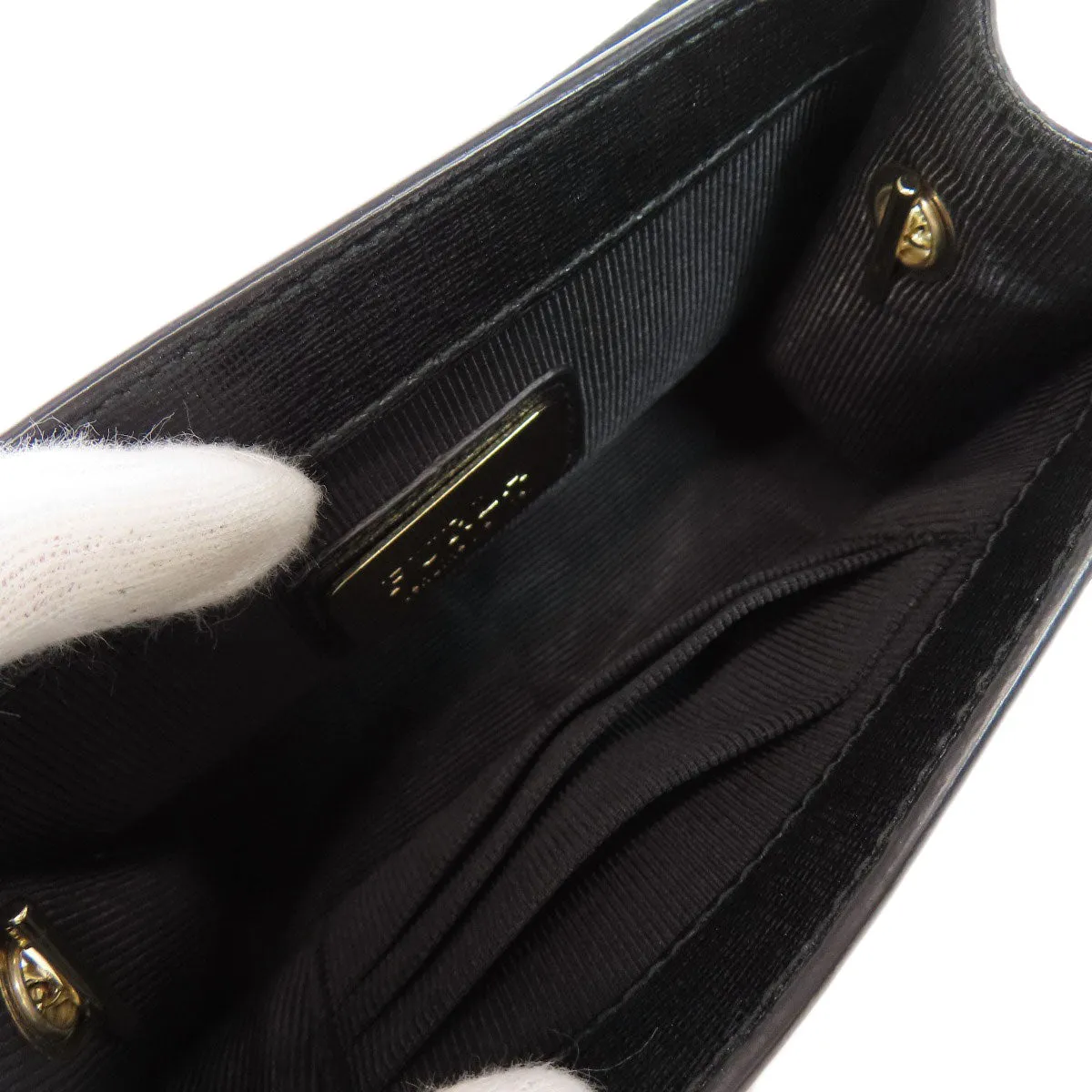 Furla Shoulder Bag leather black ChainShoulder Women Used