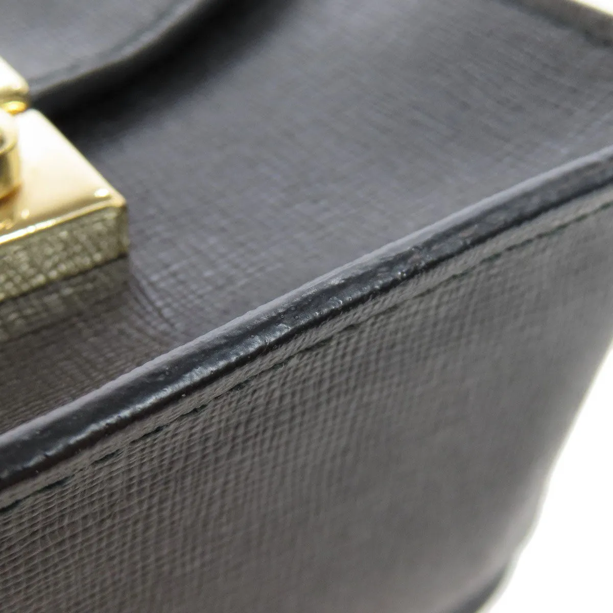 Furla Shoulder Bag leather black ChainShoulder Women Used