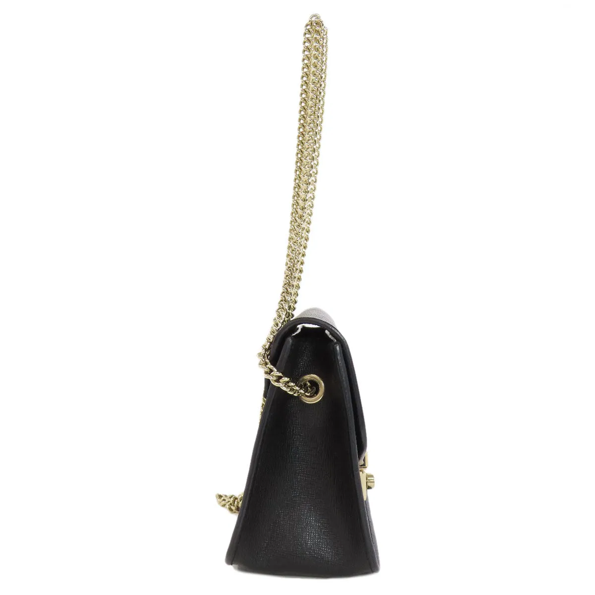 Furla Shoulder Bag leather black ChainShoulder Women Used