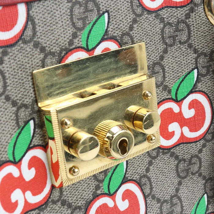 GUCCI 498156 Shoulder Bag Padlock GG Apple ChainShoulder Bag GG Supreme Canvas, leather Multicolor Women