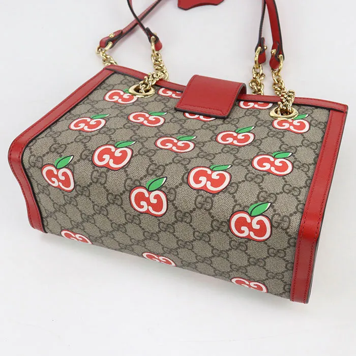 GUCCI 498156 Shoulder Bag Padlock GG Apple ChainShoulder Bag GG Supreme Canvas, leather Multicolor Women