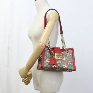 GUCCI 498156 Shoulder Bag Padlock GG Apple ChainShoulder Bag GG Supreme Canvas, leather Multicolor Women