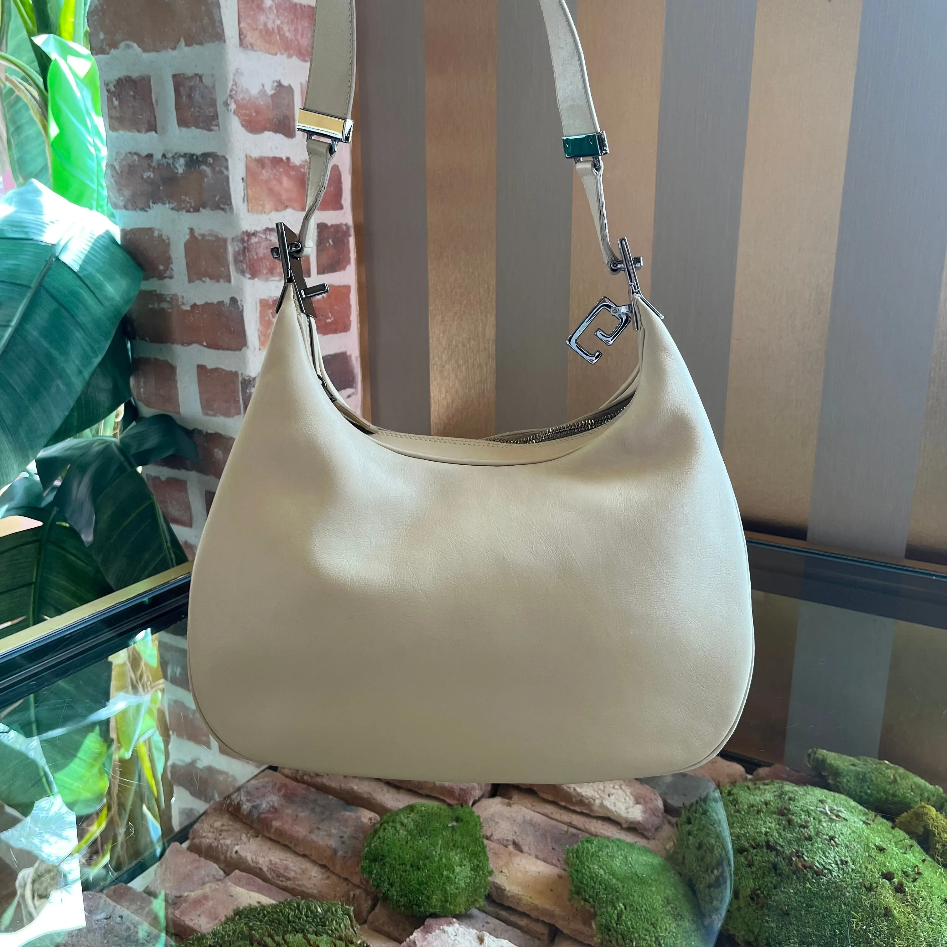 GUCCI Beige Leather Shoulder Bag