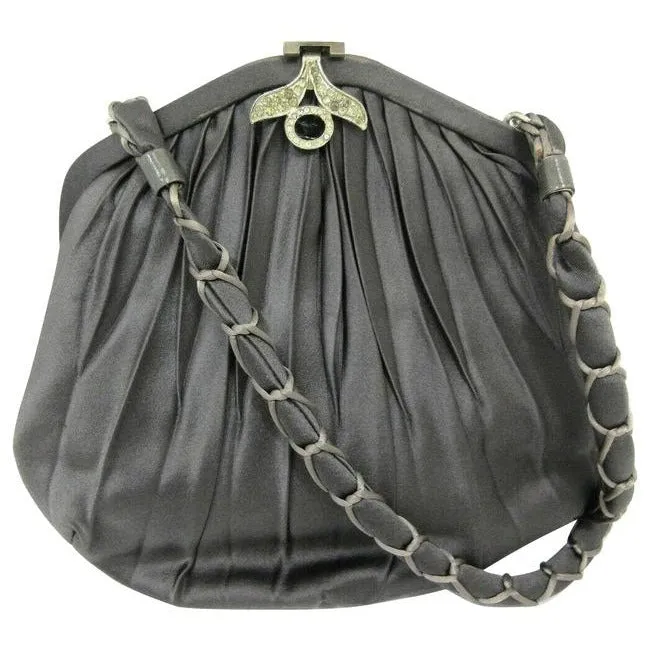 Gucci Evening W Early Enamel And Clasp Black Silkrhinestone Corde Shoulder Bag
