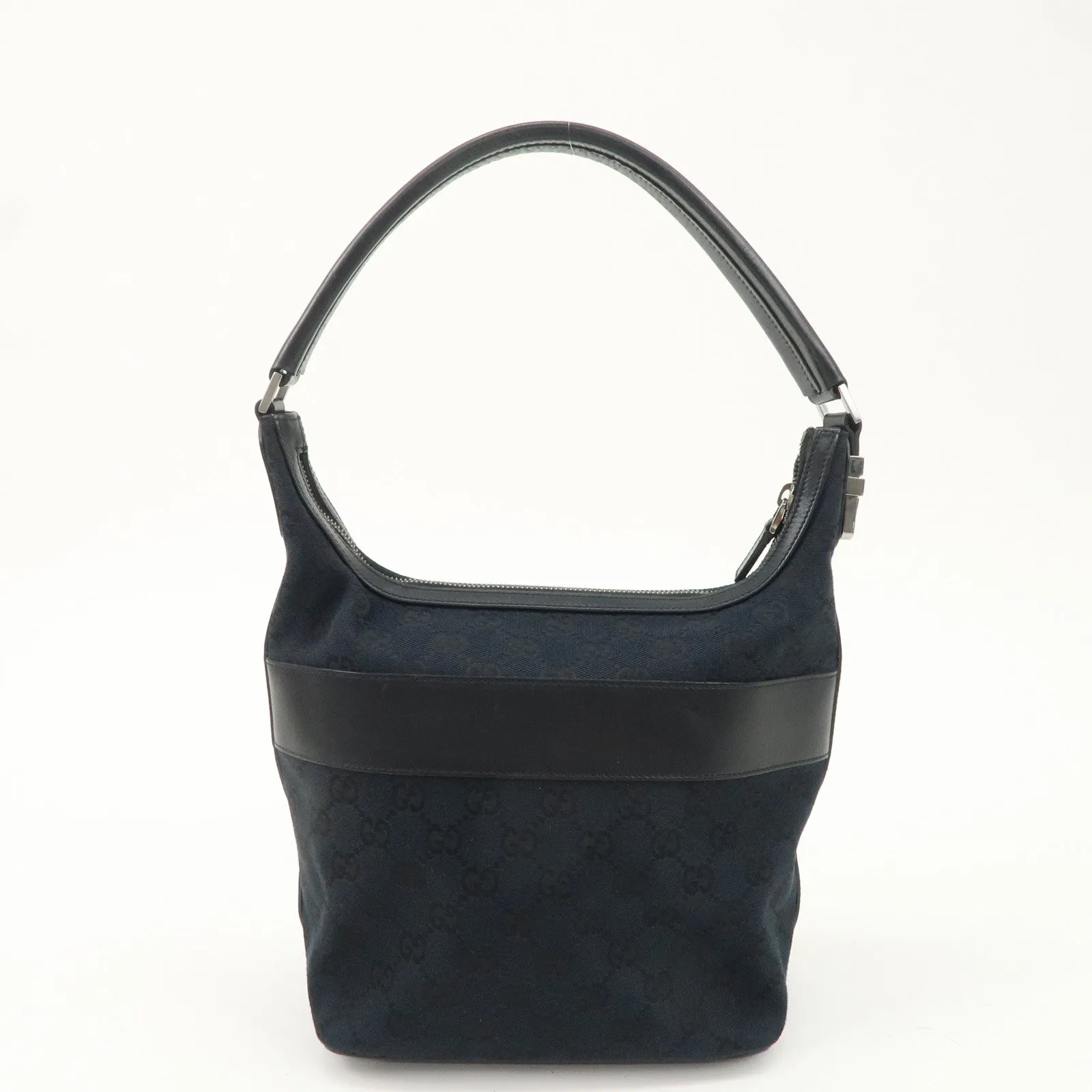 GUCCI GG Canvas Leather Shoulder Bag Black 001.4299