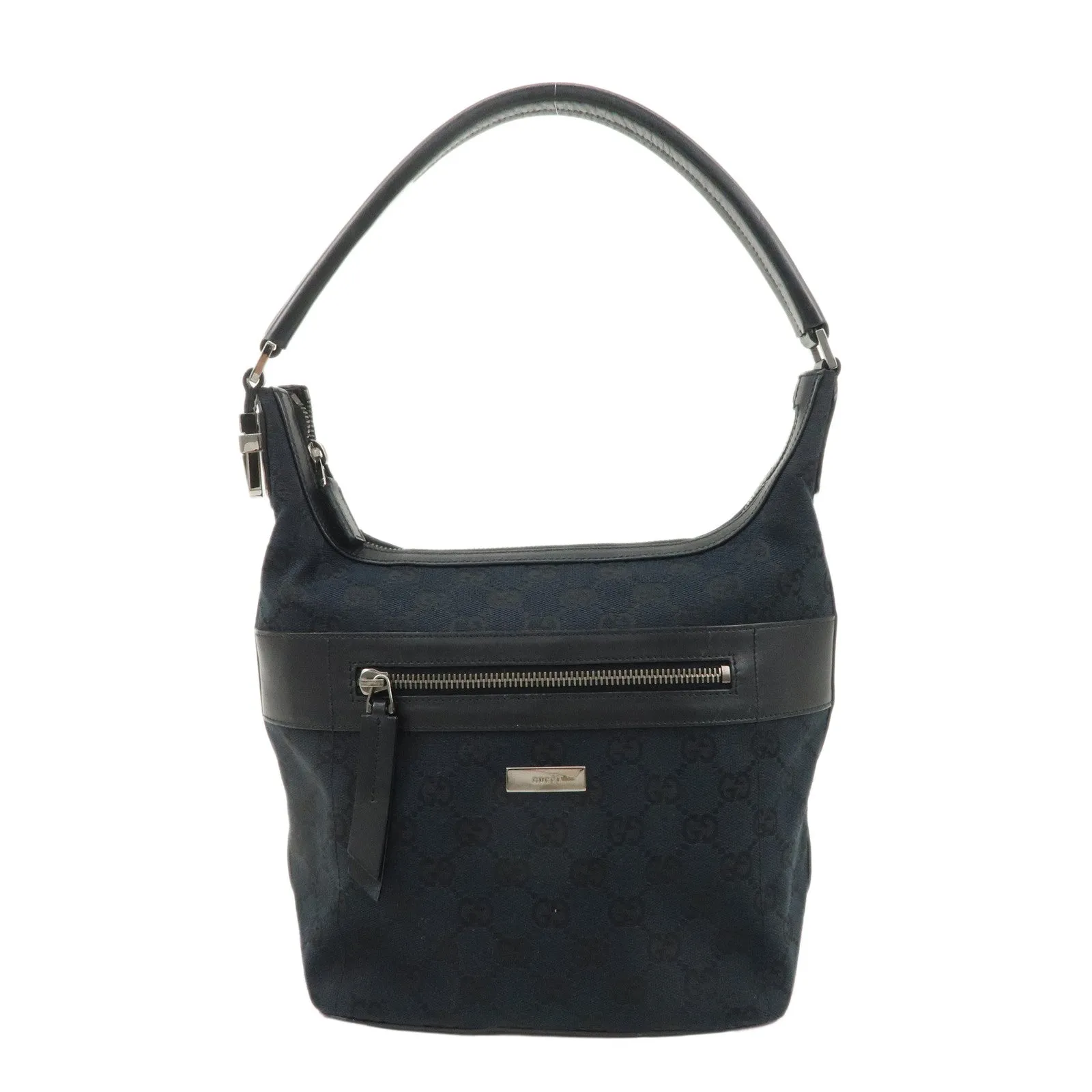 GUCCI GG Canvas Leather Shoulder Bag Black 001.4299