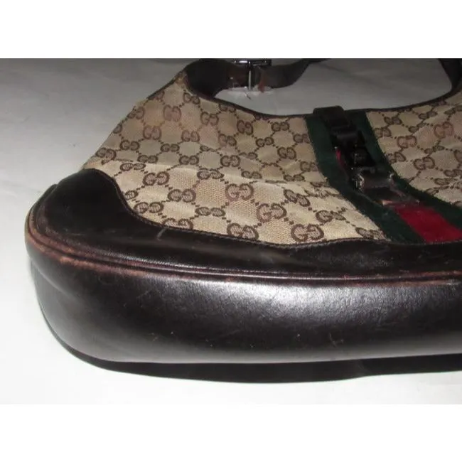 Gucci Jackie Vintage Pursesdesigner Purses Brown Leather And Gg Canvas Shoulder Bag
