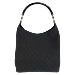 GUCCI Shoulder Bag 001 3752 GG canvas, plastic Black SilverMetal Women Used