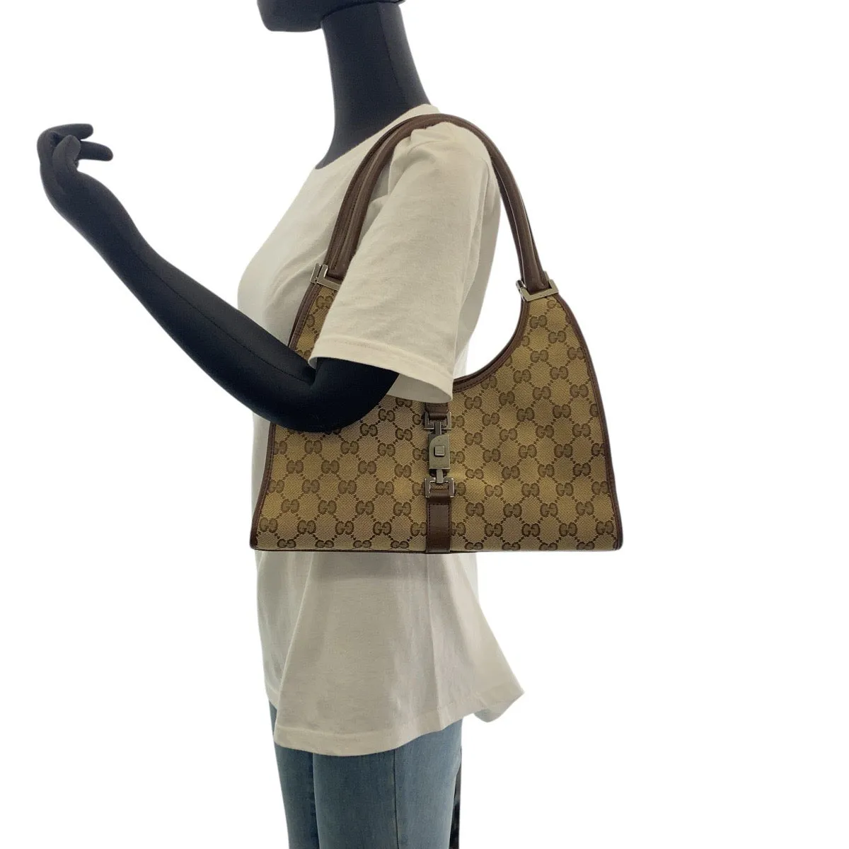 GUCCI Shoulder Bag 0021067 GG canvas, leather Beige brown Jackie Women Used