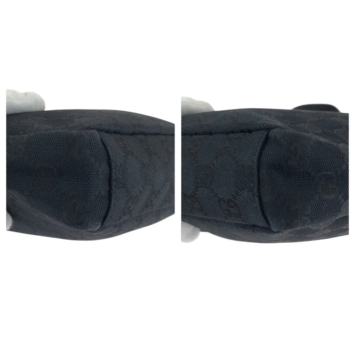 GUCCI Shoulder Bag 019 0433 GG canvas Black SilverMetal Shoulder Bag pochette Women Used