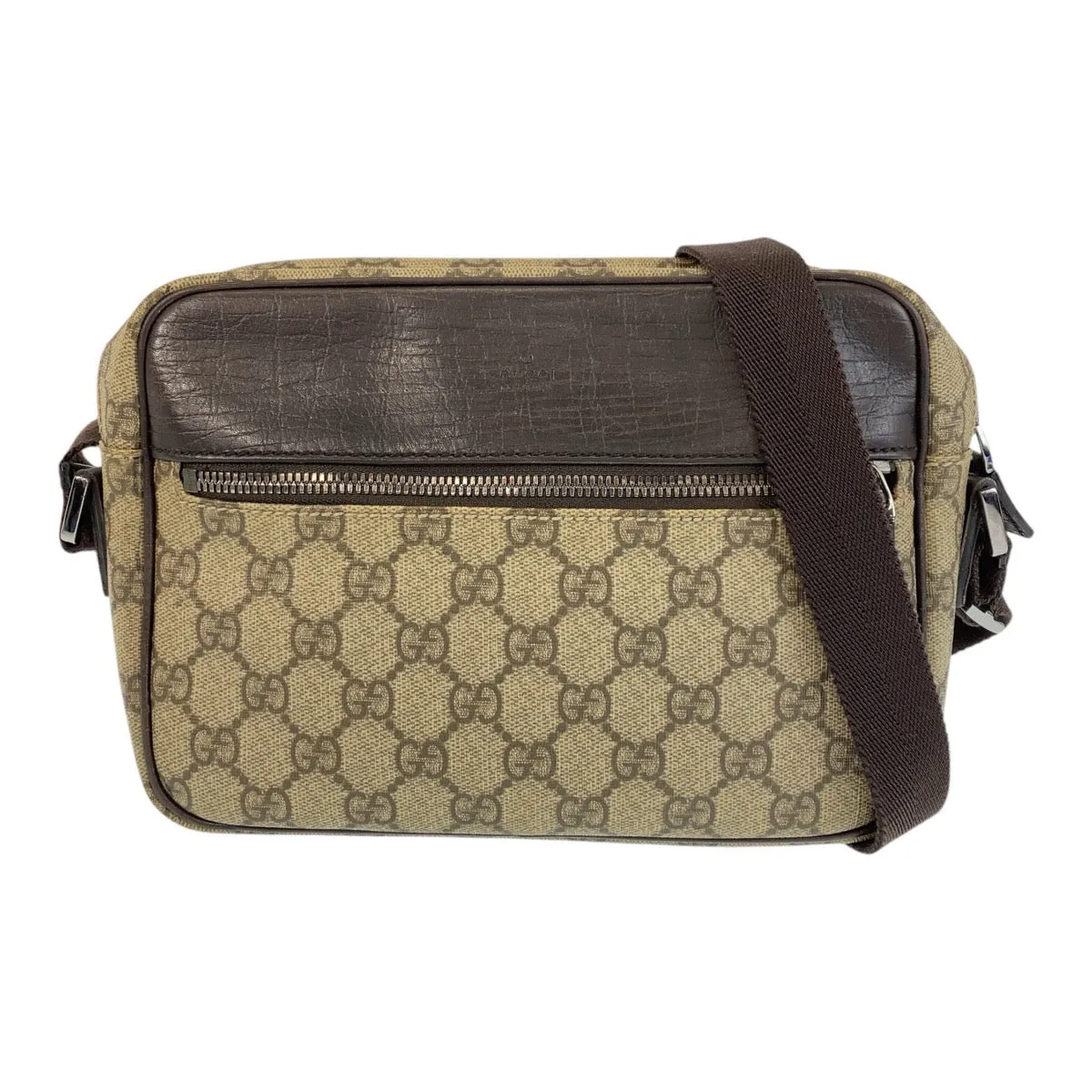 GUCCI Shoulder Bag 114291 GG Supreme canvas, leather Brown beige Crossbody Shoulder Bag Pochette Women Used