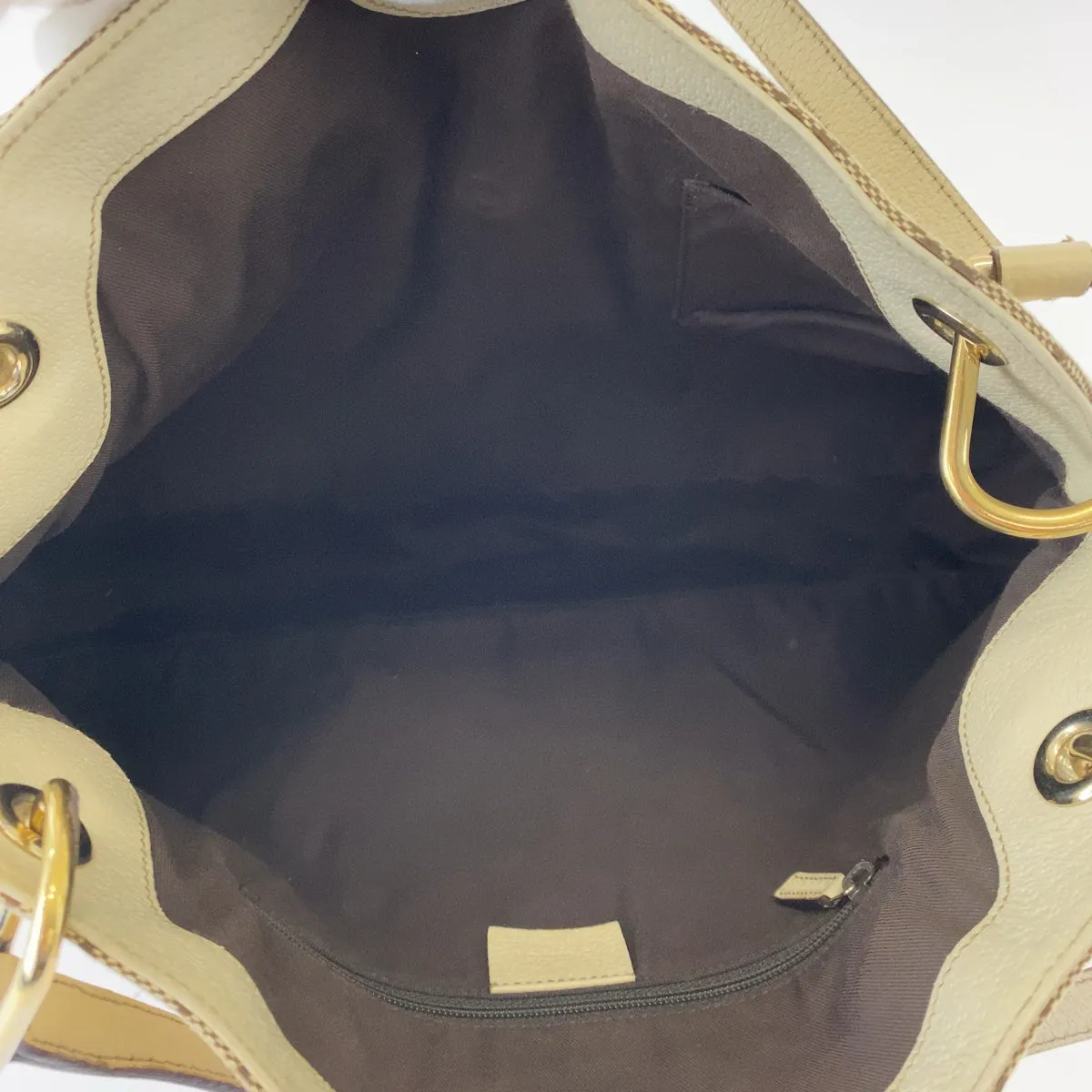 GUCCI Shoulder Bag 121023 GG canvas Beige Brown Ivory Gold Metal Shoulder Bag Tote Bag Women Used