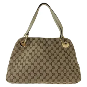 GUCCI Shoulder Bag 121023 GG canvas Beige Brown Ivory Gold Metal Shoulder Bag Tote Bag Women Used