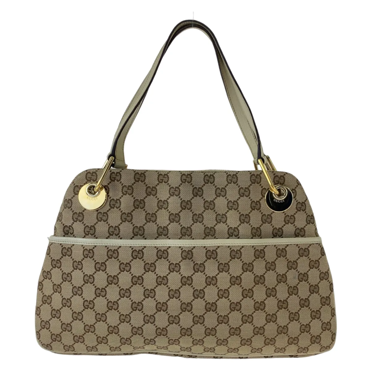 GUCCI Shoulder Bag 121023 GG canvas Beige Brown Ivory Gold Metal Shoulder Bag Tote Bag Women Used