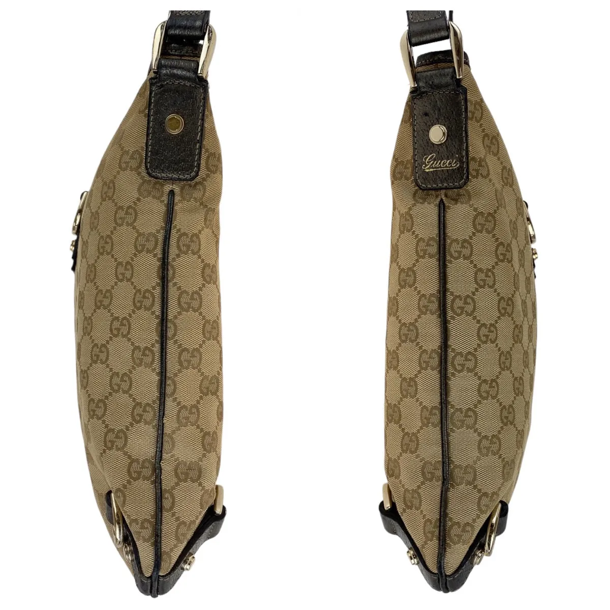GUCCI Shoulder Bag 131326 GG canvas, leather Beige Brown Gold Metal Crossbody Shoulder Bag Pochette Abbey GG pattern Women Used