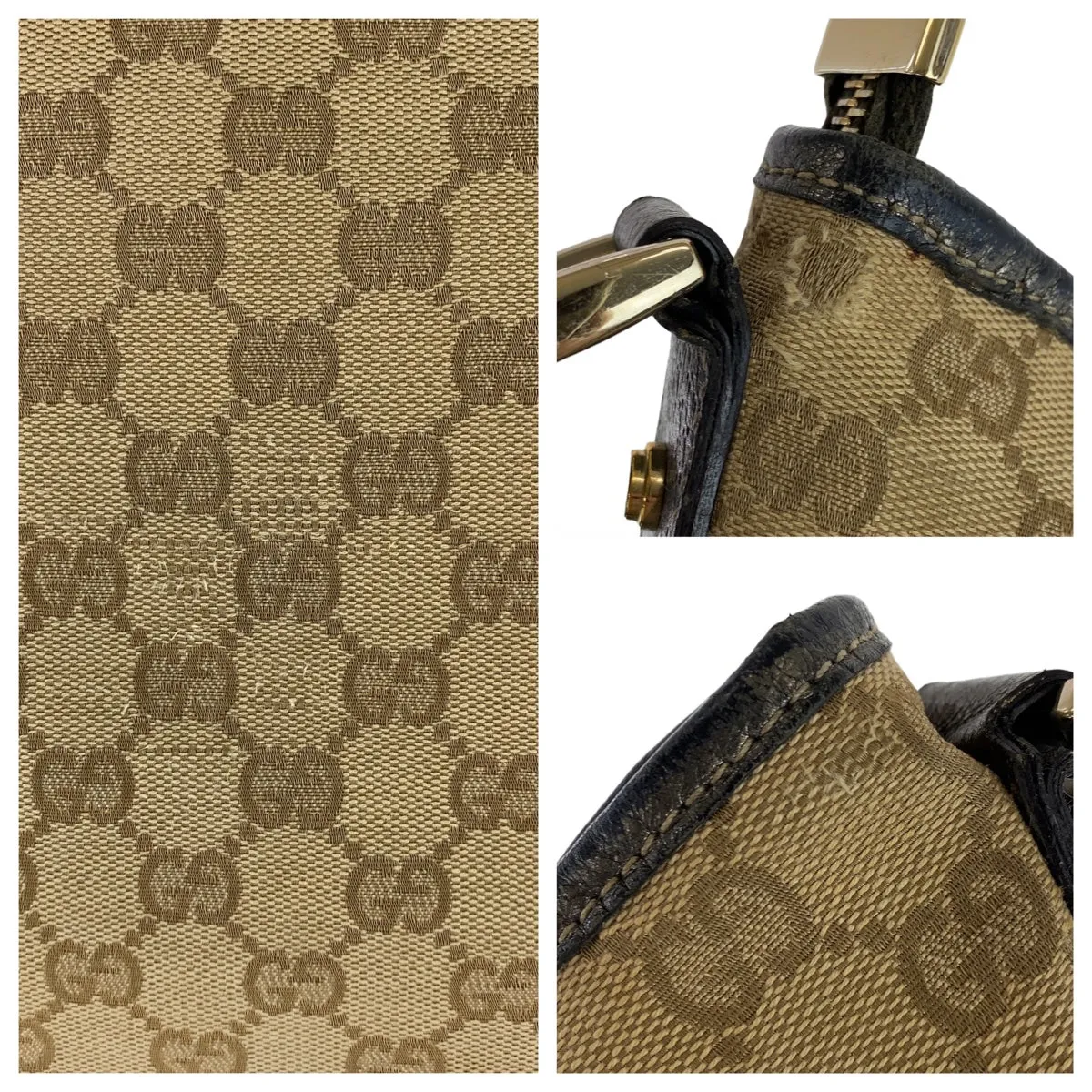 GUCCI Shoulder Bag 131326 GG canvas, leather Beige Brown Gold Metal Crossbody Shoulder Bag Pochette Abbey GG pattern Women Used
