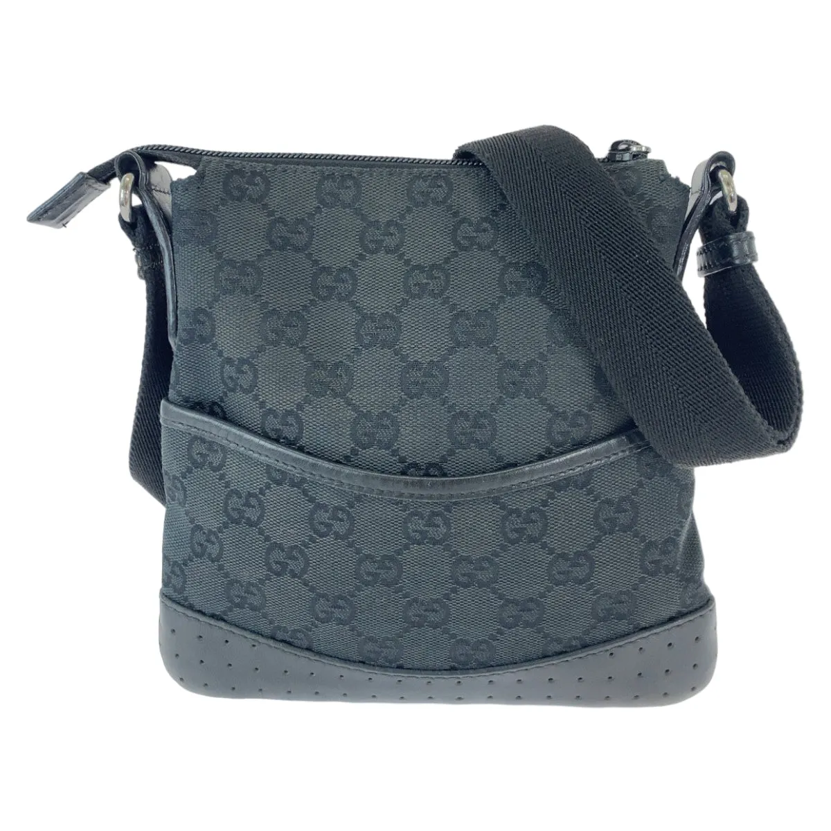 GUCCI Shoulder Bag 147671 GG canvas Black SilverMetal Crossbody Shoulder Bag Messenger Bag Women Used