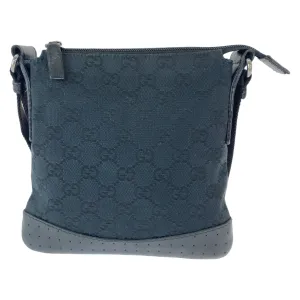 GUCCI Shoulder Bag 147671 GG canvas Black SilverMetal Crossbody Shoulder Bag Messenger Bag Women Used