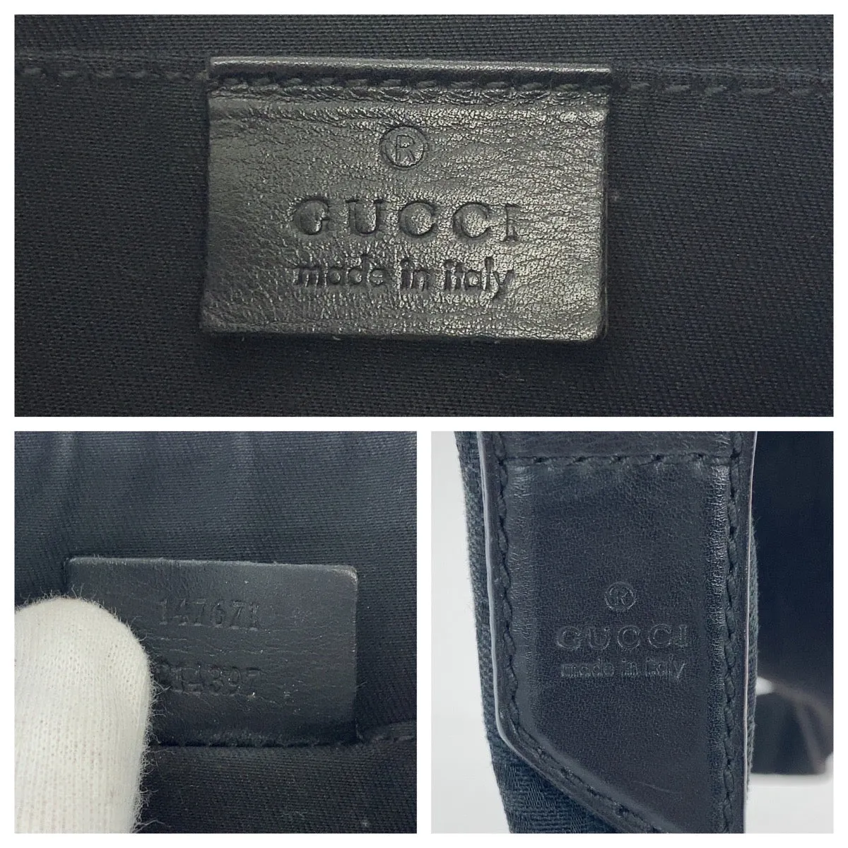 GUCCI Shoulder Bag 147671 GG canvas Black SilverMetal Crossbody Shoulder Bag Messenger Bag Women Used