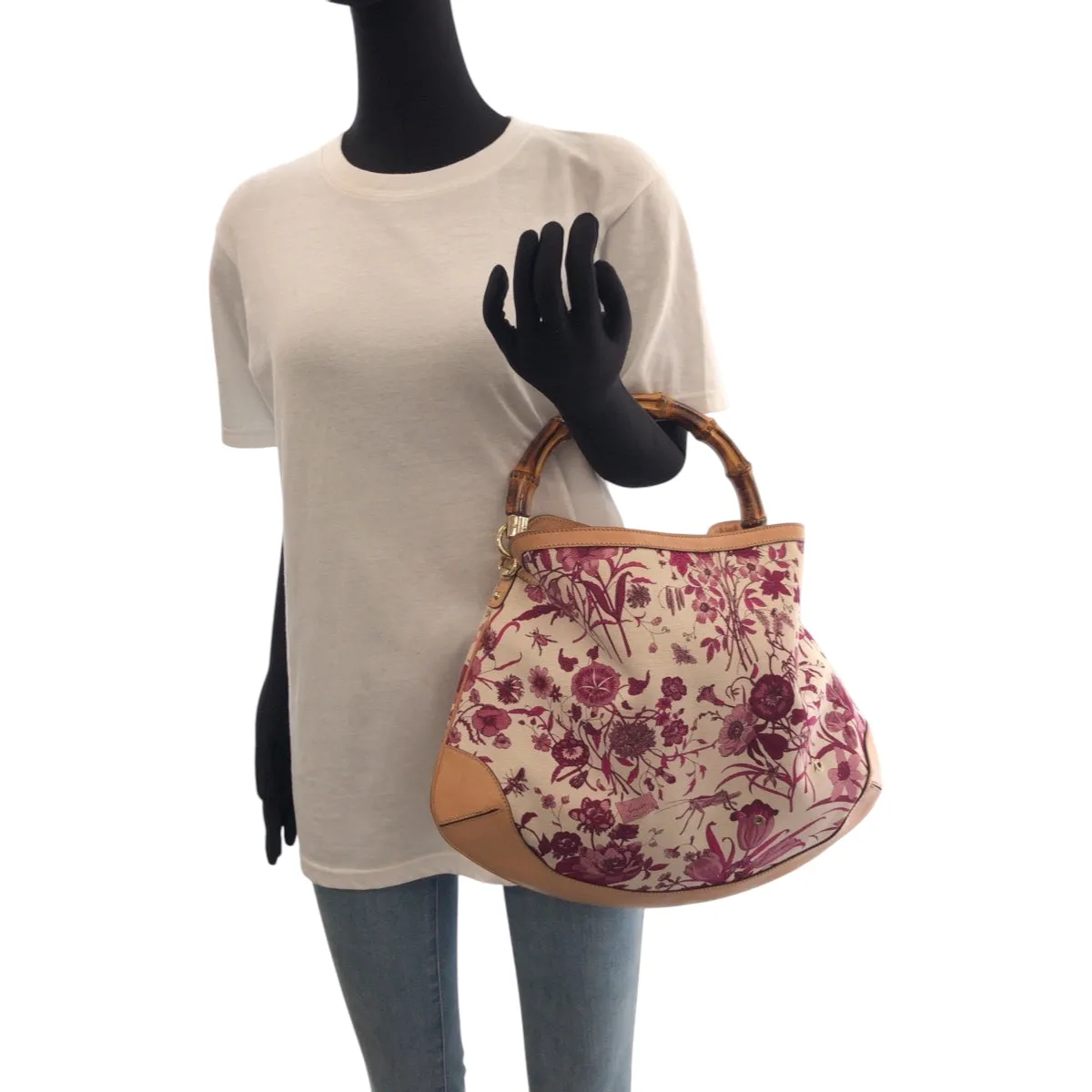 GUCCI Shoulder Bag 169961 canvas multicolor Bamboo flora