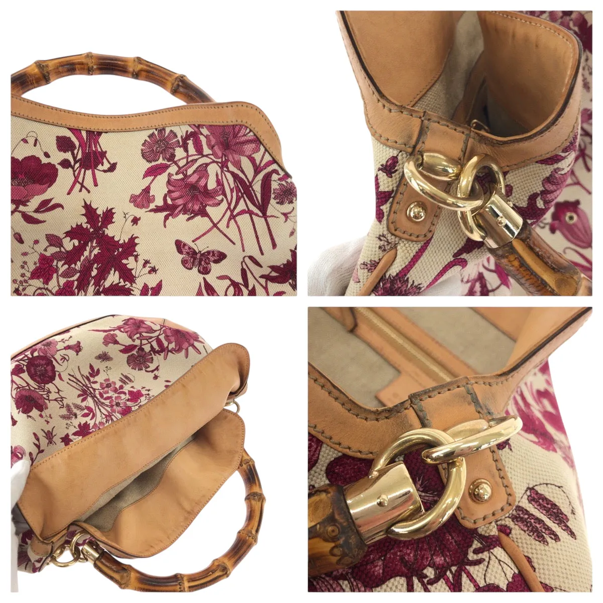GUCCI Shoulder Bag 169961 canvas multicolor Bamboo flora