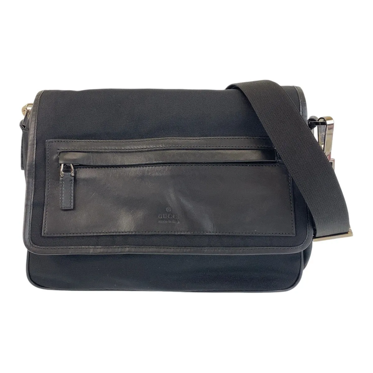 GUCCI Shoulder Bag 28562 Nylon, Leather Black SilverMetal Crossbody Shoulder Bag Messenger Bag Women Used