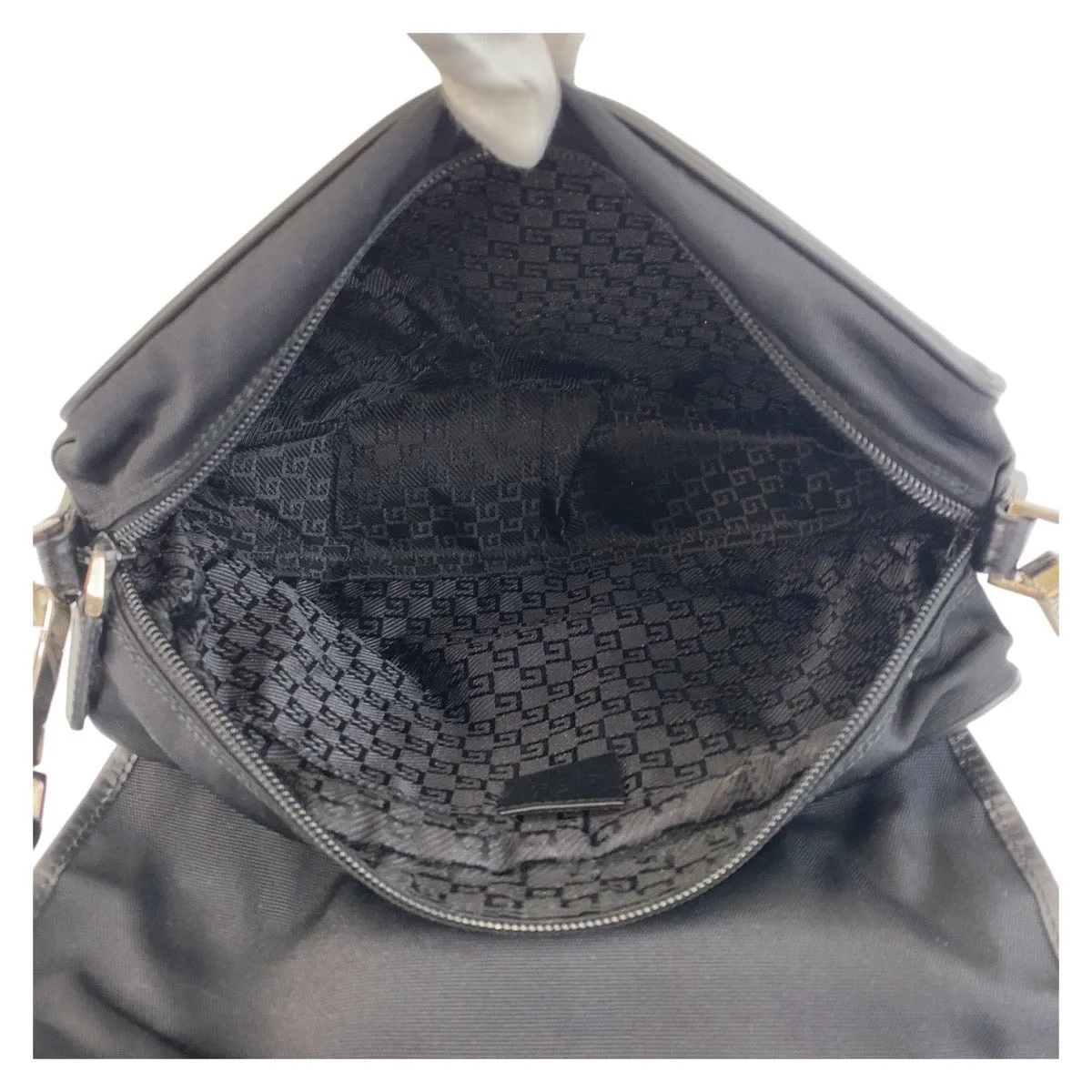 GUCCI Shoulder Bag 28562 Nylon, Leather Black SilverMetal Crossbody Shoulder Bag Messenger Bag Women Used