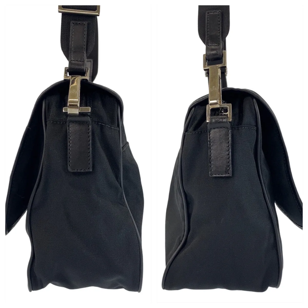 GUCCI Shoulder Bag 28562 Nylon, Leather Black SilverMetal Crossbody Shoulder Bag Messenger Bag Women Used