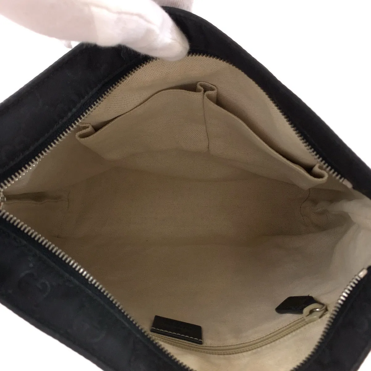 GUCCI Shoulder Bag 314529 Nylon, Leather Black Silver Metal Crossbody Shoulder Bag Messenger Bag Embossed nylon GG pattern mens Used