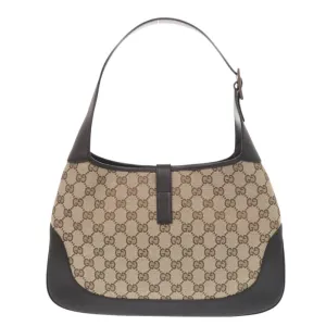 GUCCI Shoulder Bag GG canvas Brown Shelly Line Jackie
