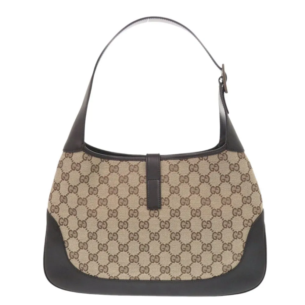 GUCCI Shoulder Bag GG canvas Brown Shelly Line Jackie