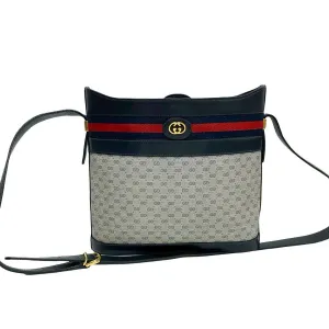 GUCCI Shoulder Bag leather Navy Sherry line