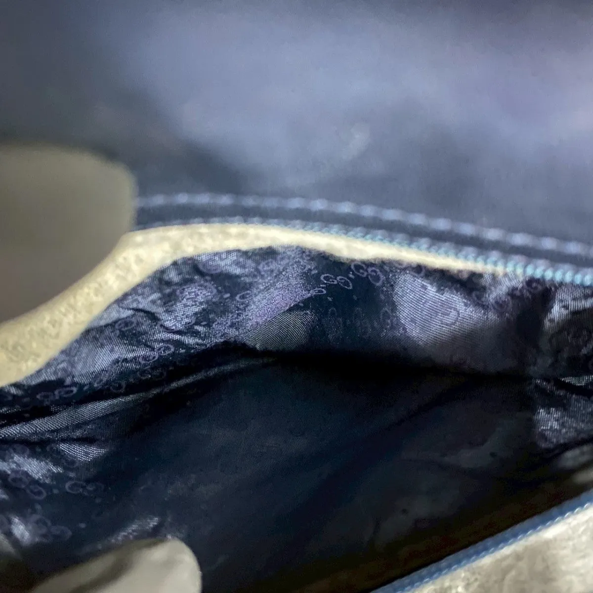 GUCCI Shoulder Bag leather Navy Sherry line