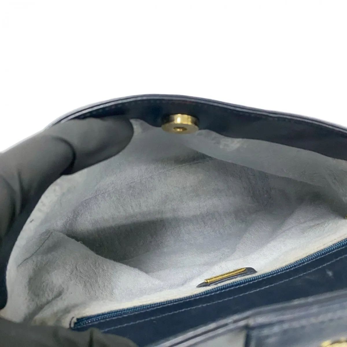 GUCCI Shoulder Bag leather Navy Sherry line