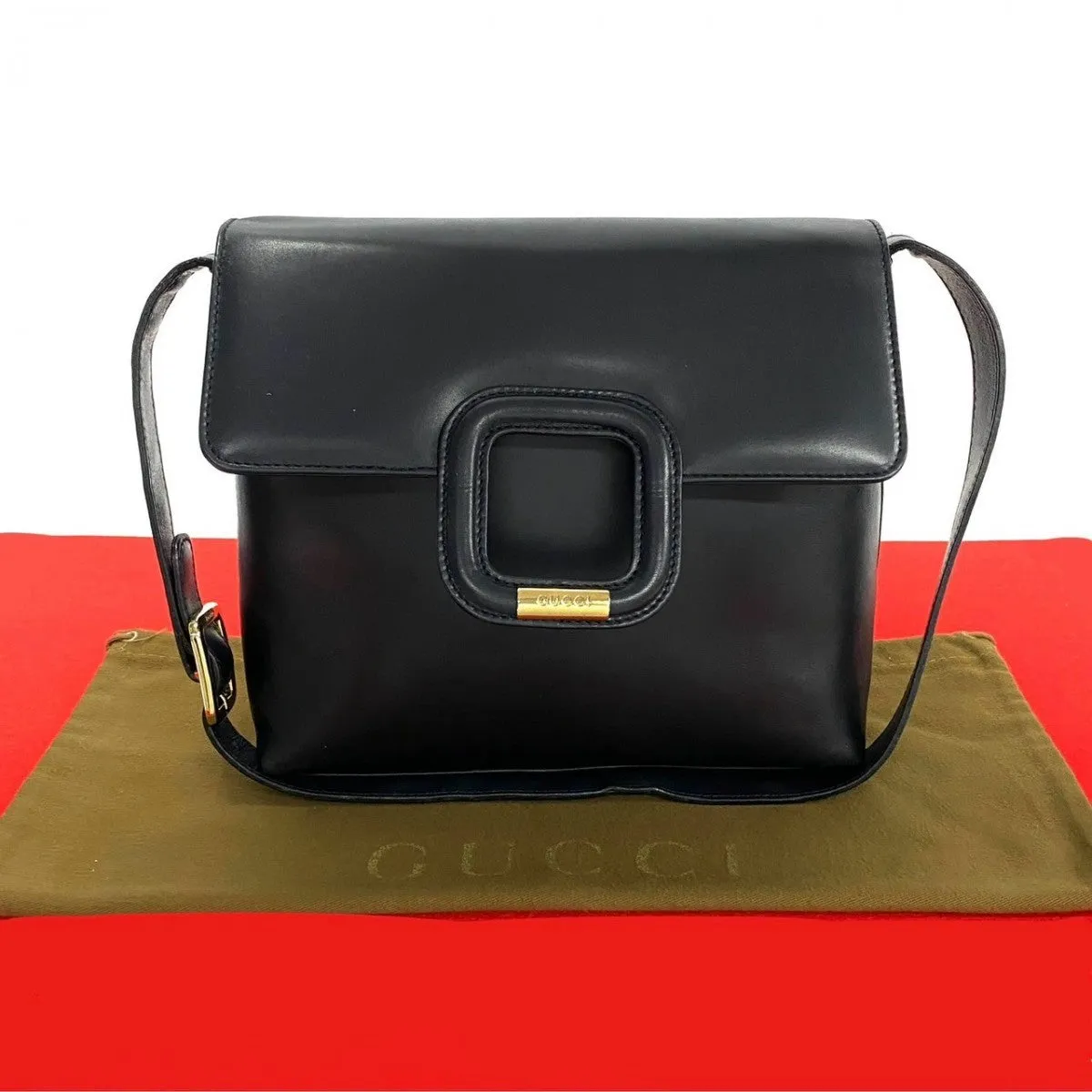 GUCCI Shoulder Bag leather Navy