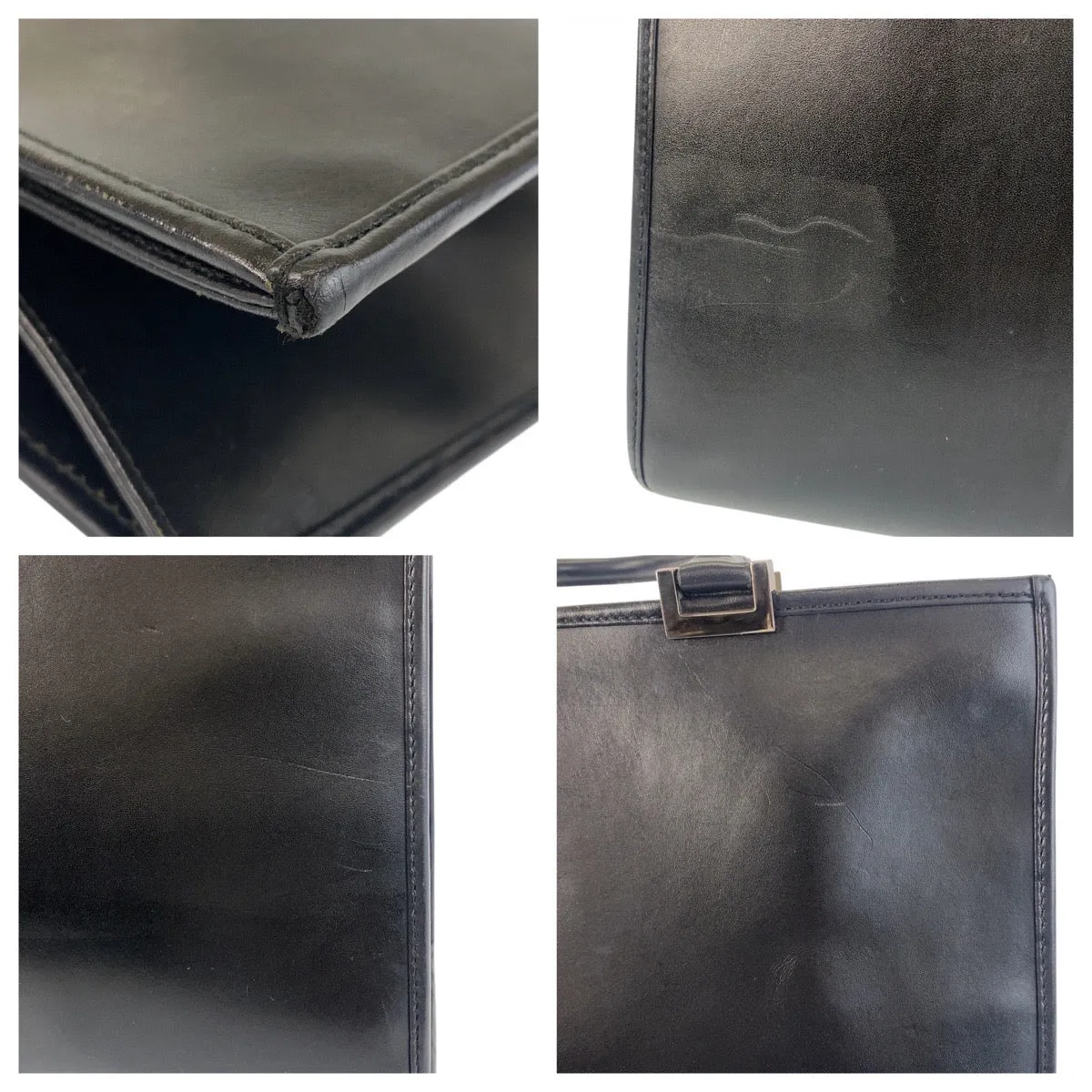 GUCCI Tote Bag 002 1064 leather Black SilverMetal Tote Bag Shoulder Bag Jackie Women Used
