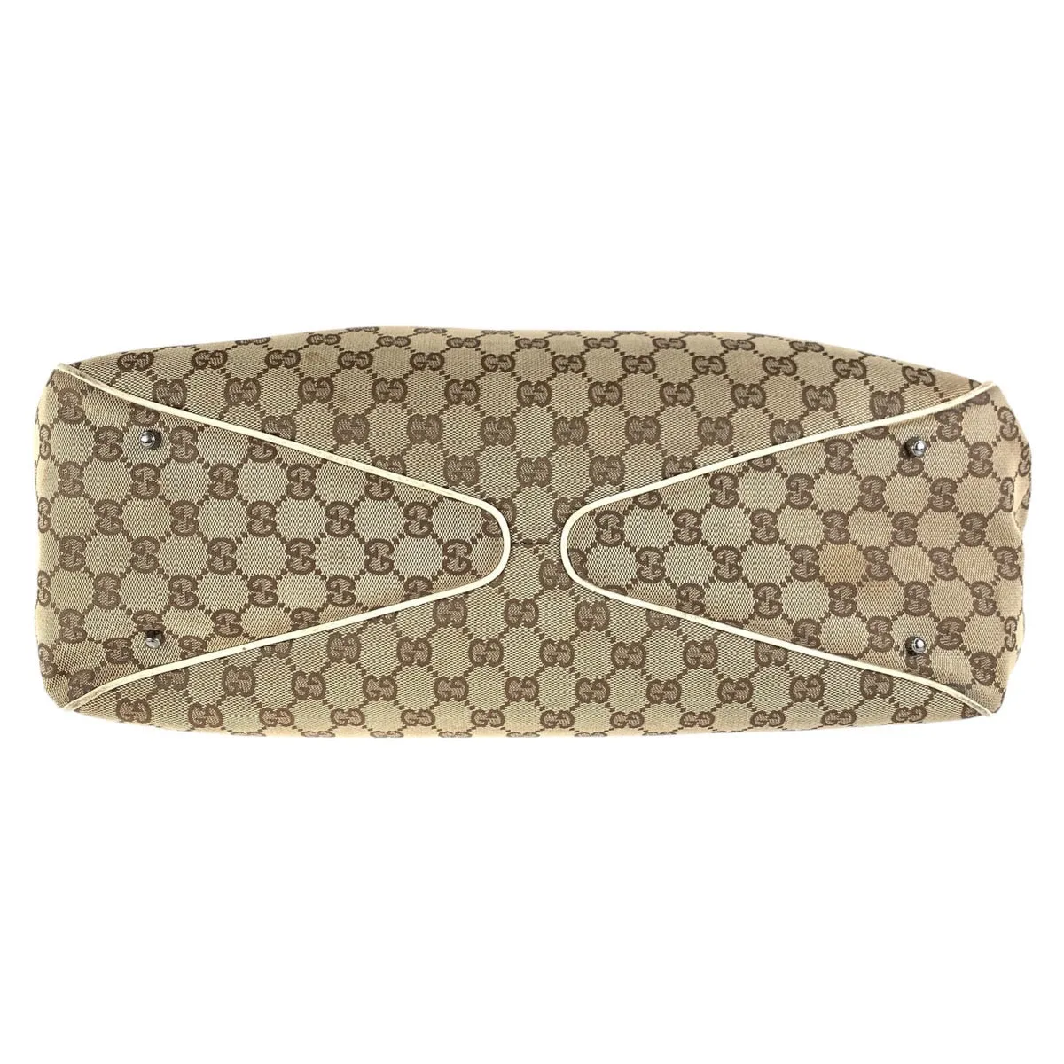 GUCCI Tote Bag 113022 GG canvas, leather Brown White SilverMetal Tote Bag Shoulder Bag Women Used